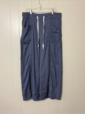 Anthropologie Maeve La Ponche Linen Pants Blue Wide Leg Pull On Coastal Chic